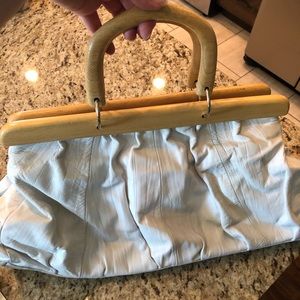Used All lambs leather and wood summer purse